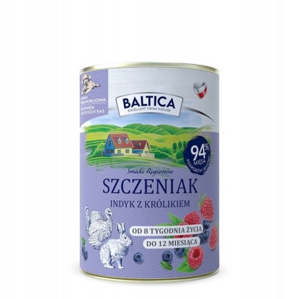 BALTICA karma mokra dla szczeniąt Indyk z królikiem 400g