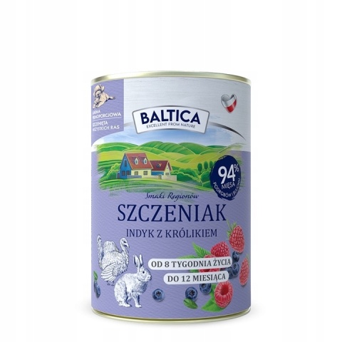 BALTICA karma mokra dla szczeniąt Indyk z królikiem 400g