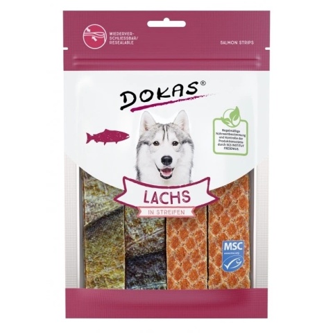 DOKAS - paski dla psa Łosoś 100g