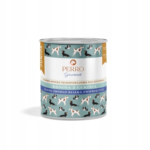 PERRO Gourmet JUNIOR Konina z cukinią – monobiałkowa formuła dla szczeniąt wszystkich ras 800g