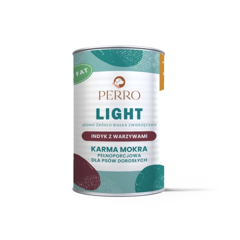 PERRO LIGHT Karma mokra Indyk z warzywami – monobiałkowa formuła dla psów dorosłych 400g