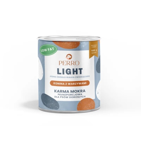 PERRO LIGHT Karma mokra Konina z warzywami – monobiałkowa formuła dla psów dorosłych 800g