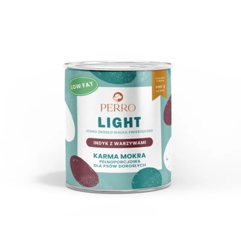 PERRO LIGHT Karma mokra Indyk z warzywami – monobiałkowa formuła dla psów dorosłych 800g