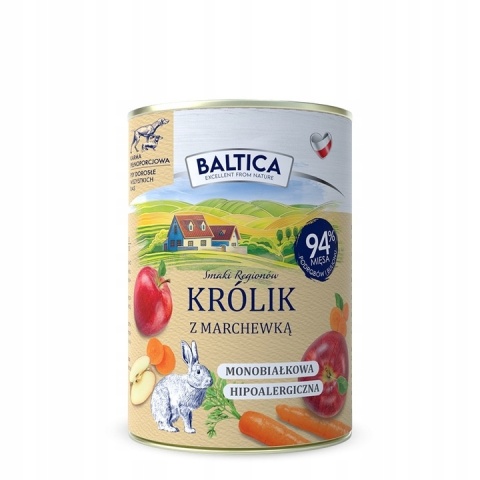 BALTICA Karma mokra Królik z marchewką 400g