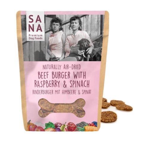 SANA Burger wołowy z malinami i szpinakiem 100g