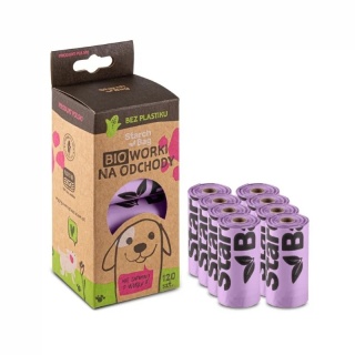 StarchBag BIOworki na odchody 8 x 15 szt. liliowe