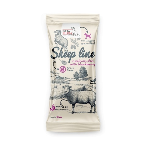 Syta Micha - Sheep Line Kość do żucia Owca w skórze łososia z jeżyną 12cm