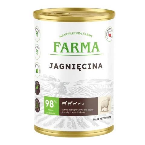FARMA Select Jagnięcina monoproteinowa karma mokra dla psa 400g