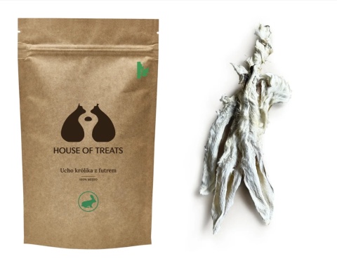 HOUSE OF TREATS Ucho królika z futrem 8 sztuk
