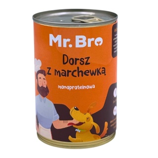 Mr. Bro karma mokra dla psa Dorsz z marchewką 400 g