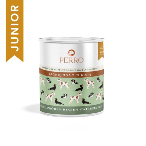 PERRO Gourmet JUNIOR Jagnięcina z cukinią – monobiałkowa formuła dla szczeniąt wszystkich ras 800g