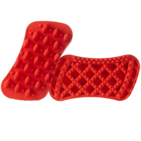 Pet+Me - Firm Silicone Brush Red - Szczotka silikonowa dla psa, do gęstej i długiej sierści z grubym podszerstkiem