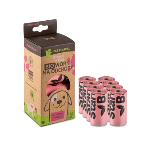StarchBag BIOworki na odchody 8 x 15 szt. różowe