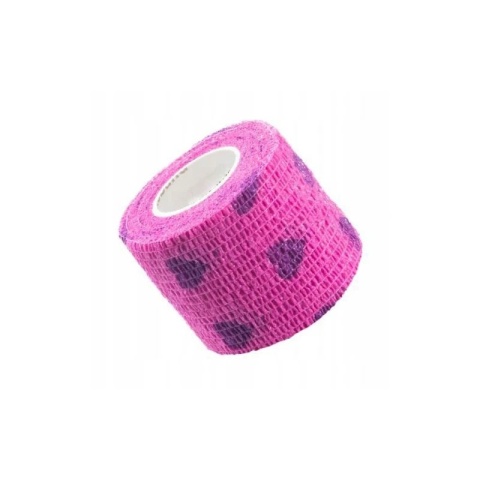 Stokban elastyczny bandaż samoprzylepny 5cm/4,5m - Różowe serduszka