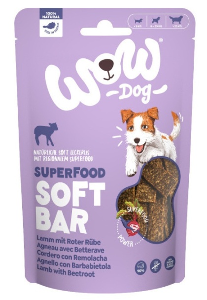 WOW SUPERFOOD Soft Bar jagnięcina z buraczkami miękkie przysmaki 150 g