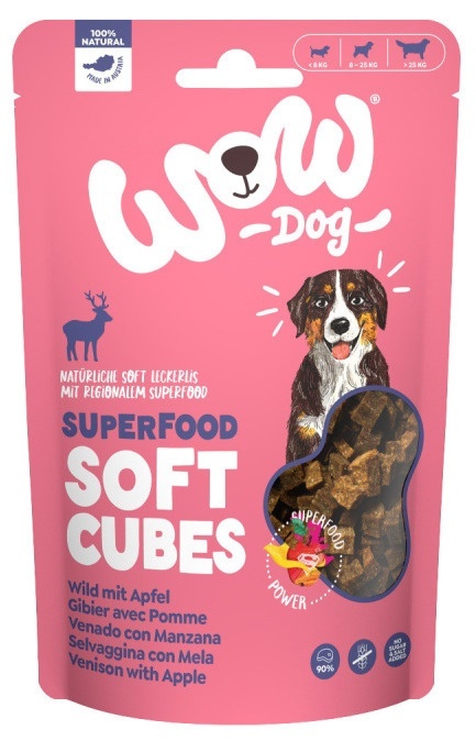 WOW SUPERFOOD Soft Cubes dziczyzna z jabłkiem miękkie przysmaki 150 g